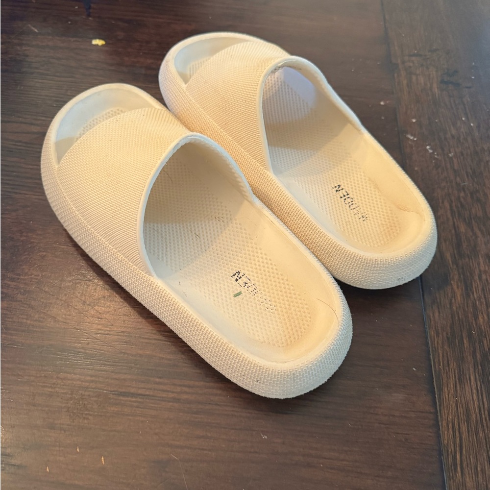 Beige Slide Sandals